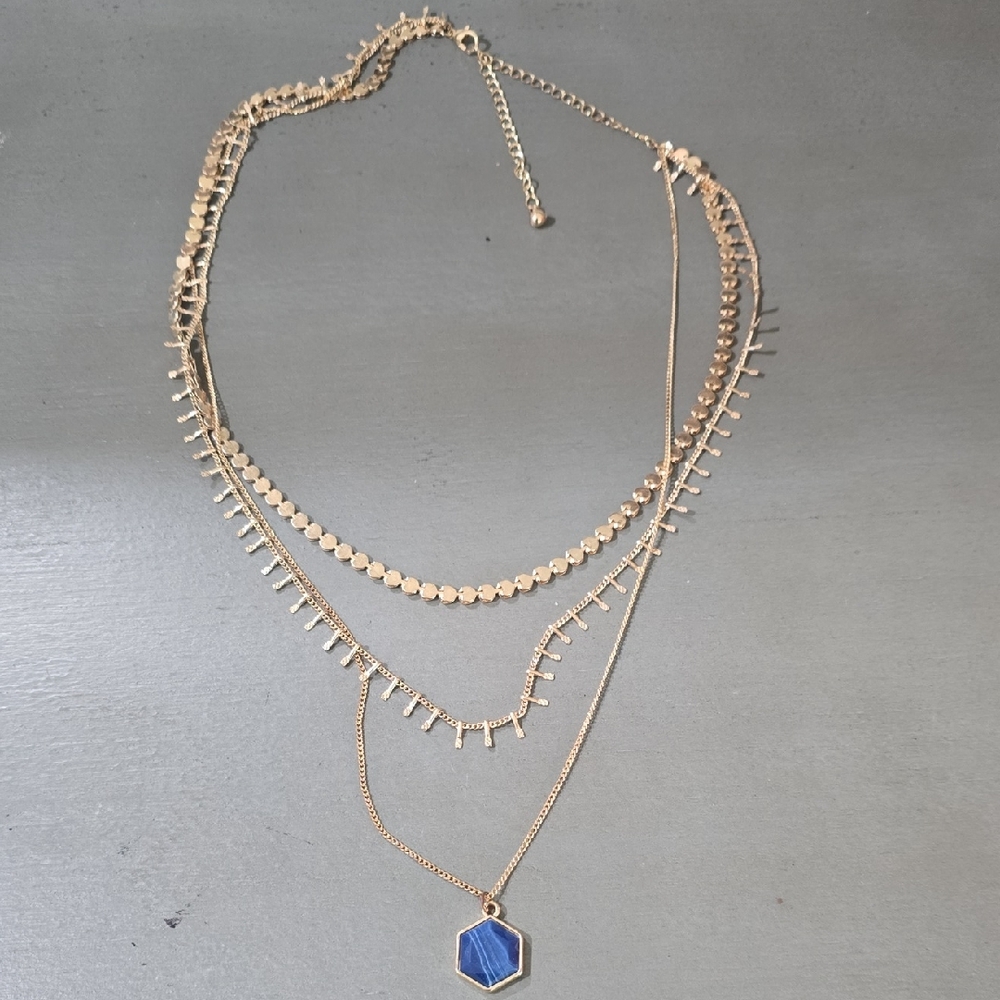 Gold and Blue Layered Necklace